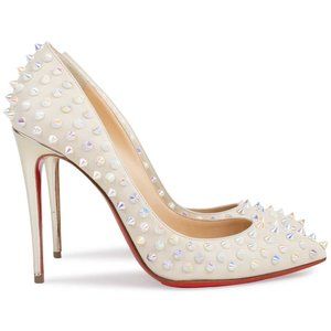 Christian Louboutin Follies Spikes White Pumps